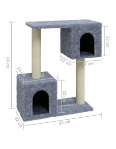 Albero per Gatti con Tiragraffi in Sisal Grigio Chiaro 60 cm