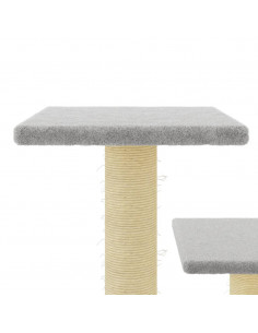 Albero per Gatti con Tiragraffi in Sisal Grigio Chiaro 61 cm