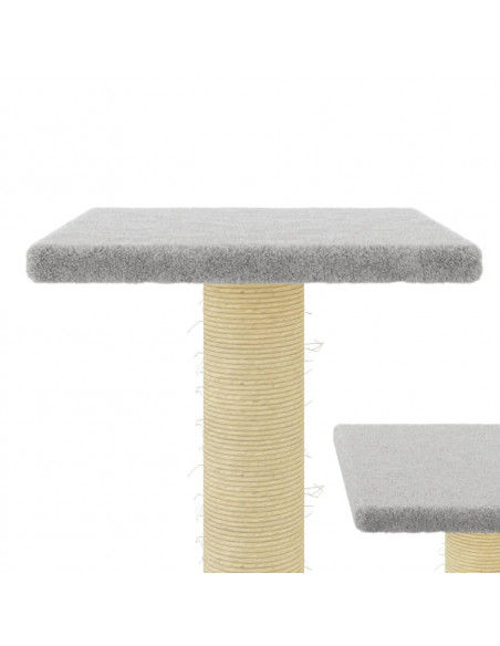 Albero per Gatti con Tiragraffi in Sisal Grigio Chiaro 61 cm