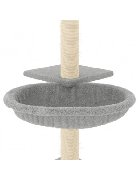 Albero per Gatti con Tiragraffi in Sisal Grigio Chiaro 72 cm