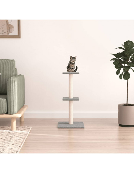 Albero per Gatti con Tiragraffi in Sisal Grigio Chiaro 73 cm