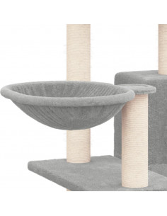 Albero per Gatti con Tiragraffi in Sisal Grigio Chiaro 82 cm