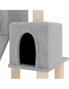 Albero per Gatti con Tiragraffi in Sisal Grigio Chiaro 82 cm