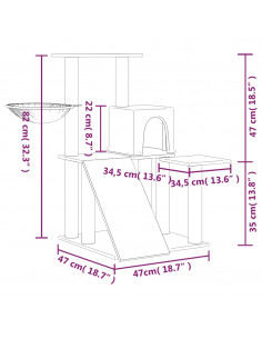 Albero per Gatti con Tiragraffi in Sisal Grigio Chiaro 82 cm