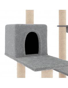 Albero per Gatti con Tiragraffi in Sisal Grigio Chiaro 82,5 cm