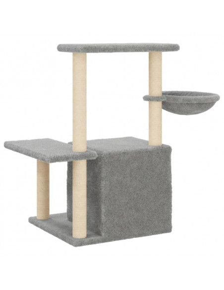 Albero per Gatti con Tiragraffi in Sisal Grigio Chiaro 83 cm