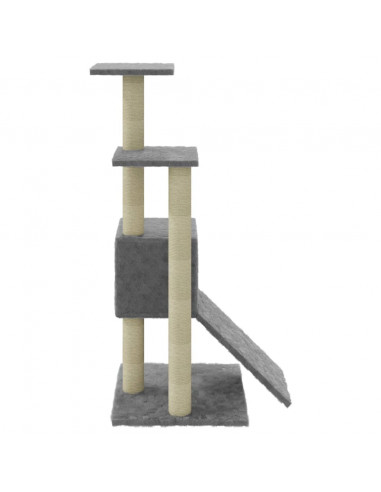 Albero per Gatti con Tiragraffi in Sisal Grigio Chiaro 92 cm
