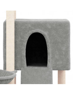 Albero per Gatti con Tiragraffi in Sisal Grigio Chiaro 96 cm