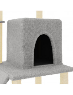 Albero per Gatti con Tiragraffi in Sisal Grigio Chiaro 96,5 cm