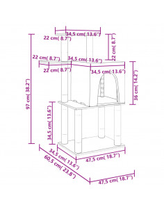 Albero per Gatti con Tiragraffi in Sisal Grigio Chiaro 97 cm