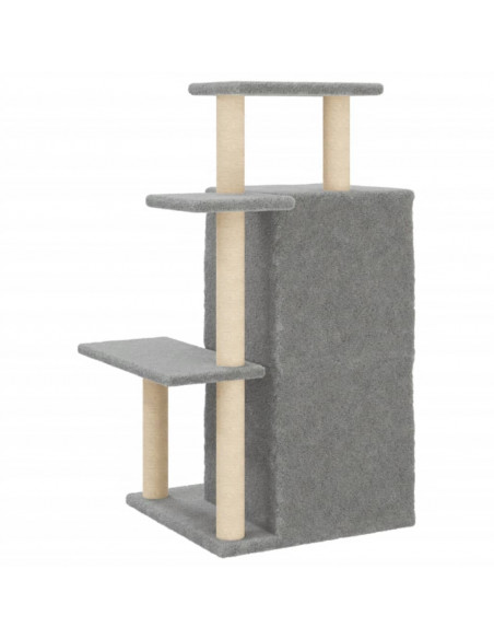 Albero per Gatti con Tiragraffi in Sisal Grigio Chiaro 97 cm