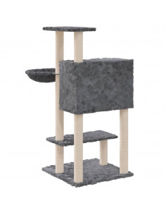 Albero per Gatti con Tiragraffi in Sisal Grigio Scuro 108,5 cm