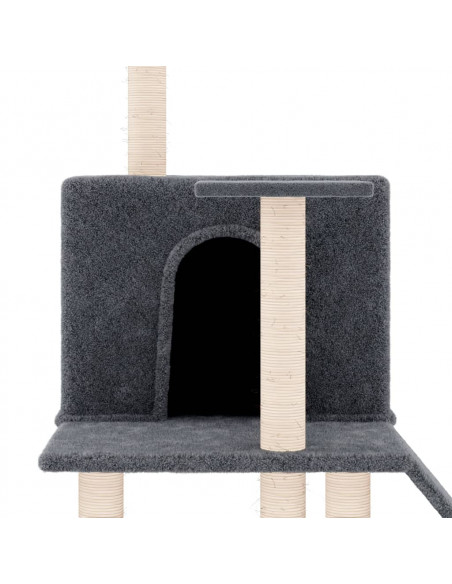 Albero per Gatti con Tiragraffi in Sisal Grigio Scuro 109 cm