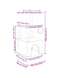 Albero per Gatti con Tiragraffi in Sisal Grigio Scuro 109,5 cm