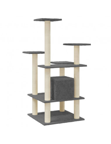 Albero per Gatti con Tiragraffi in Sisal Grigio Scuro 110 cm