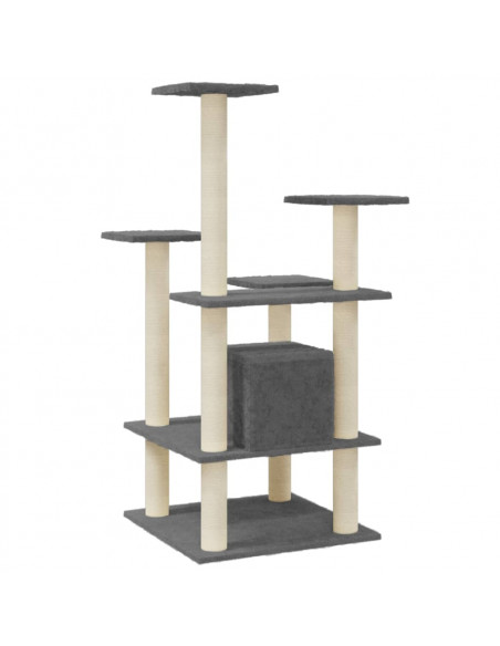 Albero per Gatti con Tiragraffi in Sisal Grigio Scuro 110 cm