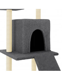 Albero per Gatti con Tiragraffi in Sisal Grigio Scuro 110 cm