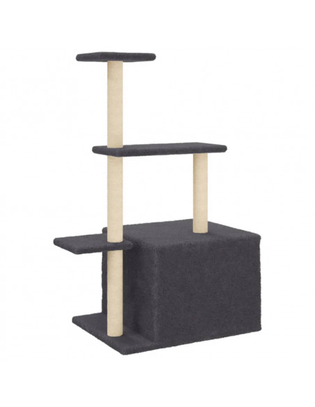 Albero per Gatti con Tiragraffi in Sisal Grigio Scuro 110 cm