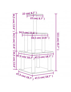 Albero per Gatti con Tiragraffi in Sisal Grigio Scuro 111 cm