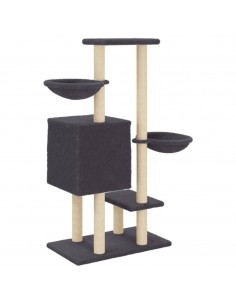 Albero per Gatti con Tiragraffi in Sisal Grigio Scuro 117 cm