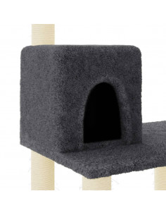 Albero per Gatti con Tiragraffi in Sisal Grigio Scuro 118,5 cm