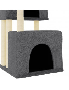 Albero per Gatti con Tiragraffi in Sisal Grigio Scuro 122 cm