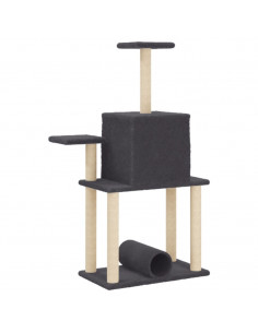 Albero per Gatti con Tiragraffi in Sisal Grigio Scuro 122 cm