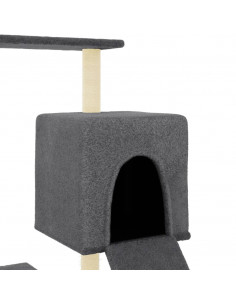 Albero per Gatti con Tiragraffi in Sisal Grigio Scuro 130,5 cm