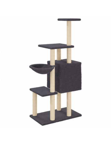 Albero per Gatti con Tiragraffi in Sisal Grigio Scuro 131 cm