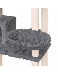 Albero per Gatti con Tiragraffi in Sisal Grigio Scuro 131 cm