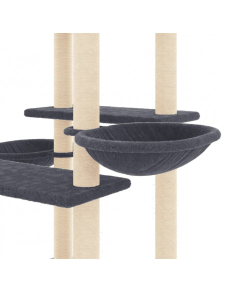 Albero per Gatti con Tiragraffi in Sisal Grigio Scuro 133 cm