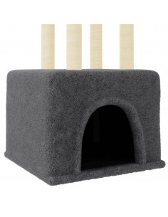 Albero per Gatti con Tiragraffi in Sisal Grigio Scuro 133,5 cm