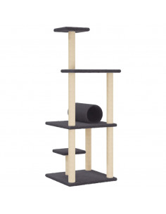 Albero per Gatti con Tiragraffi in Sisal Grigio Scuro 136 cm