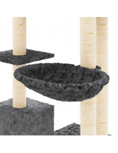 Albero per Gatti con Tiragraffi in Sisal Grigio Scuro 142 cm