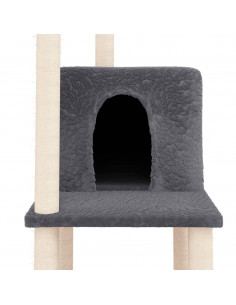 Albero per Gatti con Tiragraffi in Sisal Grigio Scuro 144,5 cm