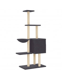 Albero per Gatti con Tiragraffi in Sisal Grigio Scuro 145 cm