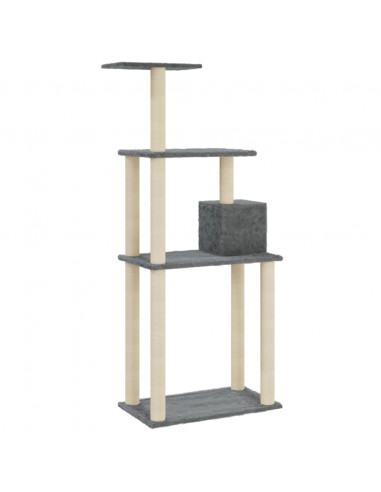 Albero per Gatti con Tiragraffi in Sisal Grigio Scuro 147 cm