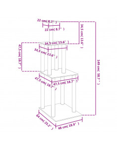 Albero per Gatti con Tiragraffi in Sisal Grigio Scuro 149 cm