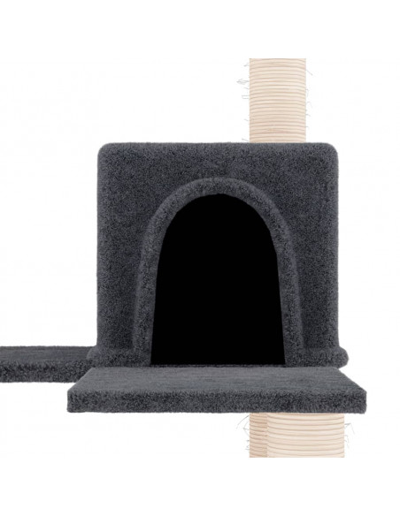 Albero per Gatti con Tiragraffi in Sisal Grigio Scuro 153 cm