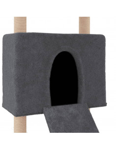 Albero per Gatti con Tiragraffi in Sisal Grigio Scuro 153 cm