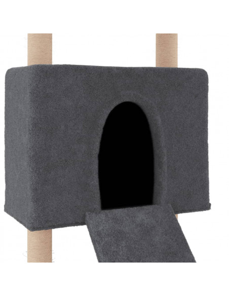 Albero per Gatti con Tiragraffi in Sisal Grigio Scuro 153 cm