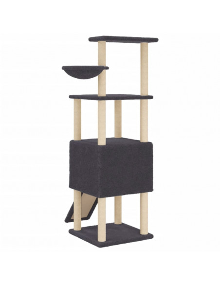 Albero per Gatti con Tiragraffi in Sisal Grigio Scuro 153 cm