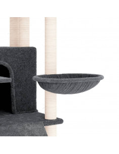 Albero per Gatti con Tiragraffi in Sisal Grigio Scuro 154 cm