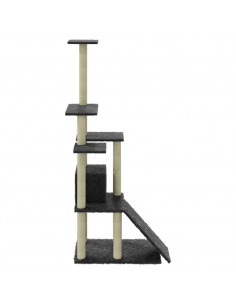 Albero per Gatti con Tiragraffi in Sisal Grigio Scuro 155 cm