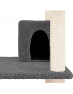 Albero per Gatti con Tiragraffi in Sisal Grigio Scuro 162 cm