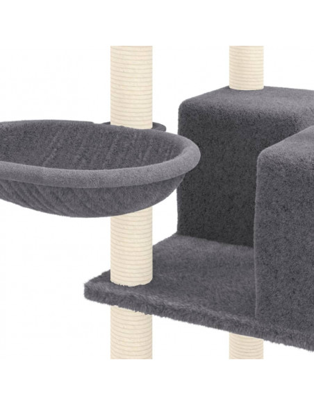 Albero per Gatti con Tiragraffi in Sisal Grigio Scuro 167 cm