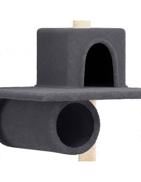 Albero per Gatti con Tiragraffi in Sisal Grigio Scuro 168 cm