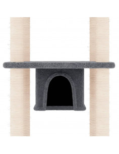 Albero per Gatti con Tiragraffi in Sisal Grigio Scuro 169 cm