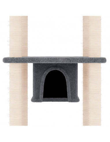 Albero per Gatti con Tiragraffi in Sisal Grigio Scuro 169 cm