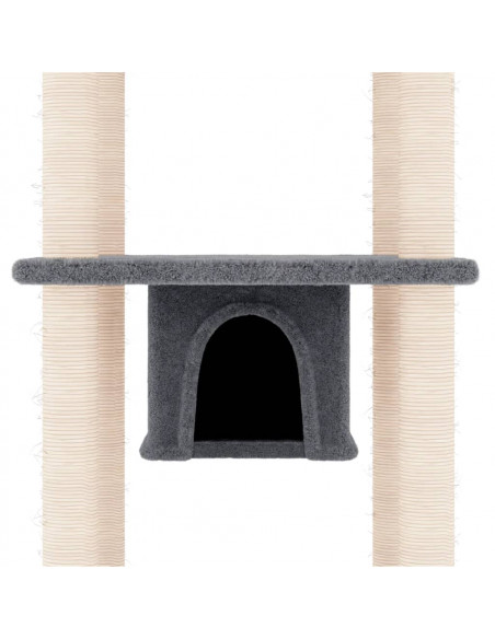Albero per Gatti con Tiragraffi in Sisal Grigio Scuro 169 cm